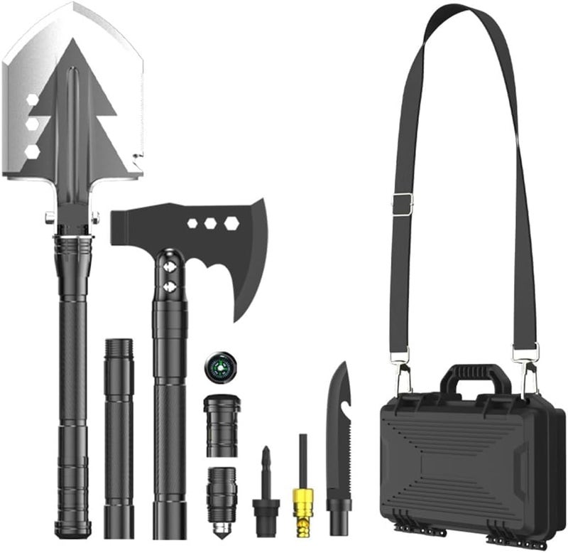 aiGear Camping Shovel Axe Outdoor Tactical Shovel Survival Tool Set with Multi Tools for Camping Hiking Backpacking Men Survival Gear Emergency（CSA-4232） - Image 1